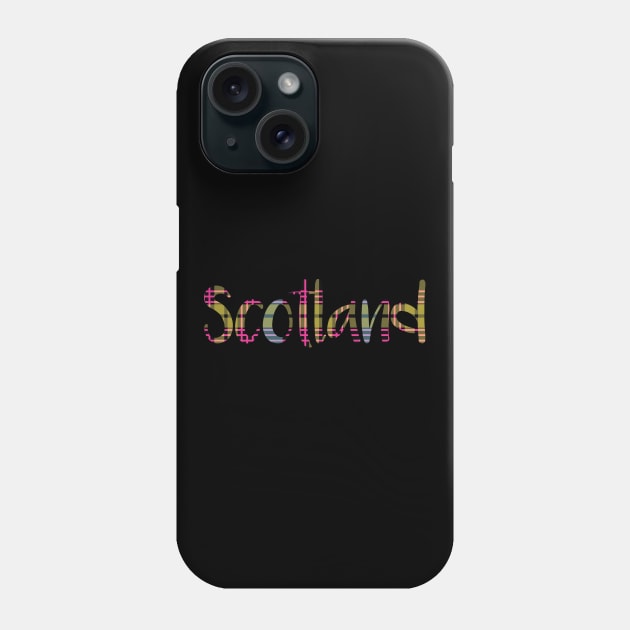 SCOTLAND, Pink, Blue and Yellow Tartan Style Design Phone Case by MacPean