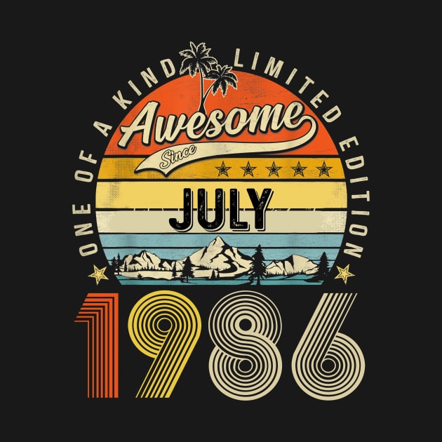 Awesome Since July 1986 Vintage 37th Birthday by Red and Black Floral