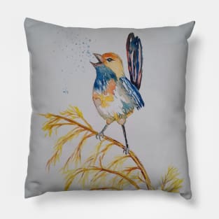 Blue Wren, bird design, bird art Pillow