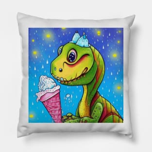 happy dinosaur love ice cream Pillow