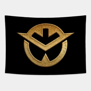 Okayama Prefecture Symbol in Gold Faux Tapestry