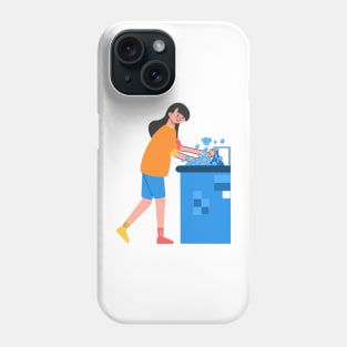 Hand Drawn "Woman Washing Hands" Phone Case