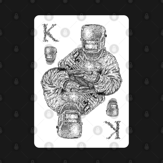 King of welder playing card black scribble art by KondeHipe