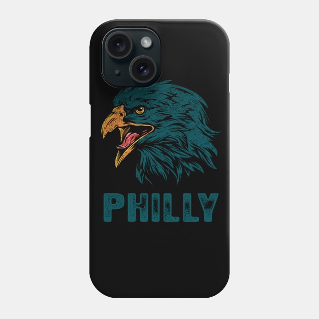 Vintage Eagle Face Head Philly Game Day For Philadelphia Football Fans Phone Case by Hong Lien 