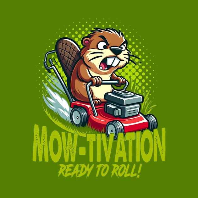 Mow-tivation - Beaver riding a Lawn mower by SergioCoelho_Arts