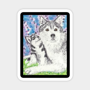 Husky dog art Magnet