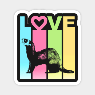 Retro Stripes Love Ferret Magnet