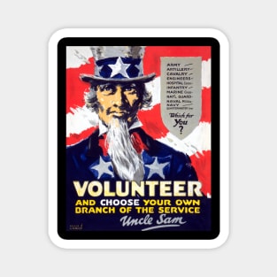 WWI Volunteer For Service Advertisement With Uncle Sam Restored Print Magnet