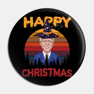 Vintage Joe Biden Funny Halloween Happy Christmas Witch Hat Pin