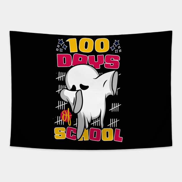 100 days of school featuring a Cute dabbing ghost #5 Tapestry by XYDstore