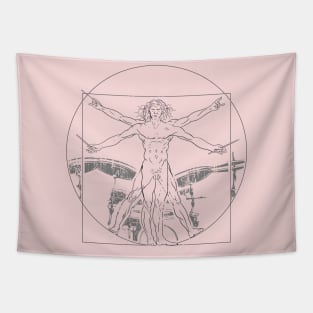 Vitruvian Drummer Da Vinci Tapestry