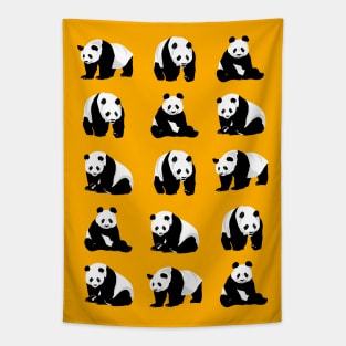 Panda Pattern on Mustard Yellow Tapestry