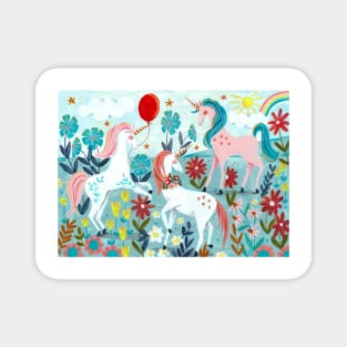 Unicorns landscape Magnet