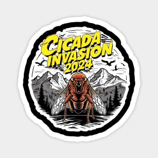 cicada Brood XIX invasion 2024 comic style Magnet