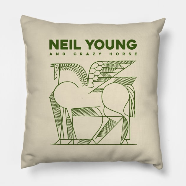 Neil Young - 70s Crazy Horse Fanmade Pillow by fuzzdevil