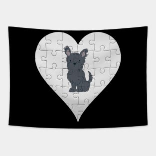 Terrier Heart Jigsaw Pieces Design - Gift for Terrier Black Lovers Tapestry