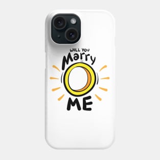 Black outline "Will you marry me" wedding ring Phone Case