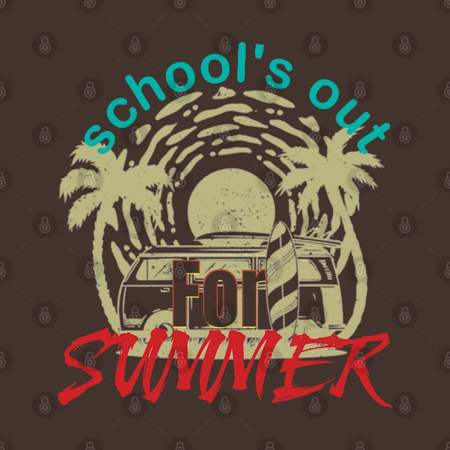 cute retro last day of school school's out for summer teacher by TeeText