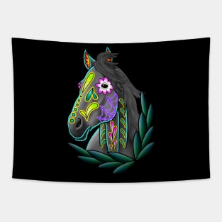 Day of the Dead Blue Dun Sugar Skull Horse Tapestry