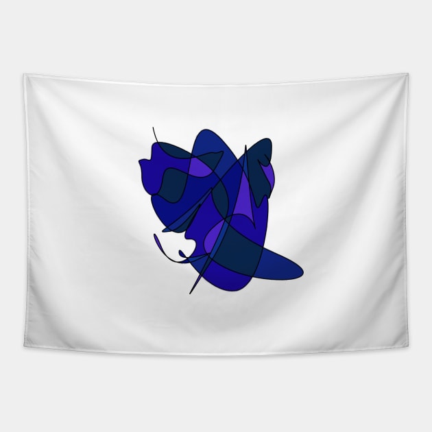 Abstract Lines And Curves In Blue Tapestry by KirtTisdale