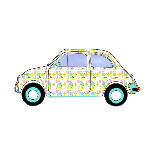 Cute retro car in bubblegum 1950s retro wallpaper by MarbleCloud