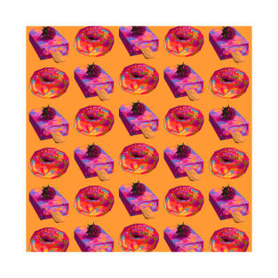 Donut Ice Cream Wpap Pop Art Pattern Orange background T-Shirt