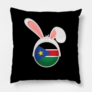 happy easter South Sudan bunny ears flag cute designs Pillow