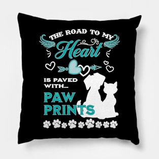 Dog Lovers He Road O My Heart Is Paved With Paw Prints Cat Pillow