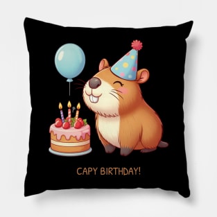 Capy Birthday Capybara Kawaii Pillow