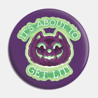 Get Lit Pumpkin Cat in purple Pin