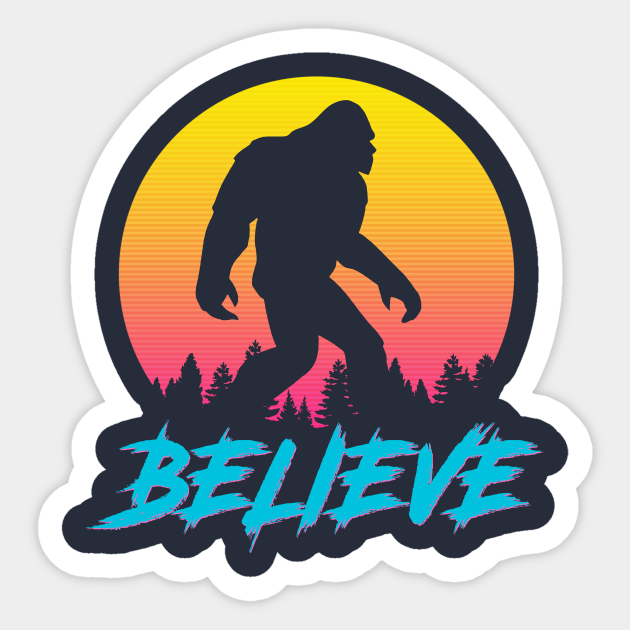 Neon Retro Bigfoot Sasquatch Believe Bigfoot Aufkleber Teepublic De Keep the focus on the hook. teepublic