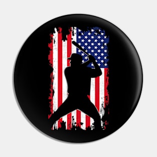 Baseball Player American Flag Pin