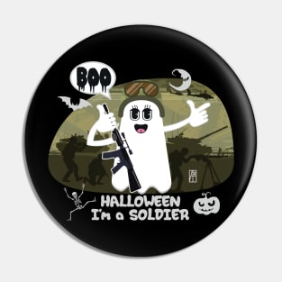 BOO Lady Soldier dressed as a GHOST - cute Halloween Pin