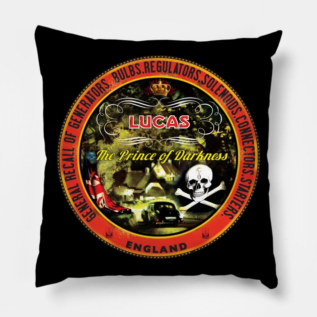 Lucas electronics England Pillow by Midcenturydave