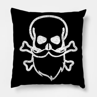 Skull and Beard - White Pillow