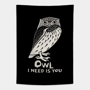 Vintage Owl need love Tapestry