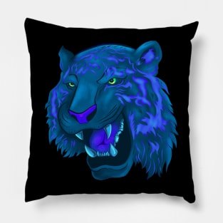 Blue Neon Tiger Pillow