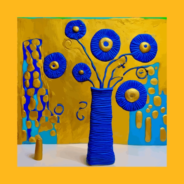 Cobalt Blue Flowers in Matching Vase by bragova