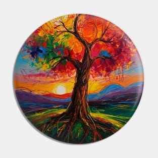 colorful sunset tree Pin