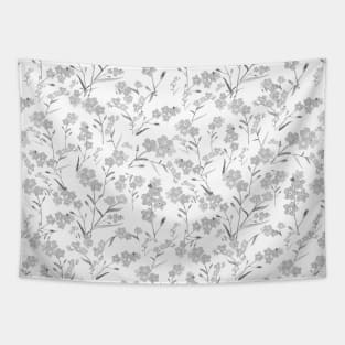 forget me not pattern black and white Tapestry