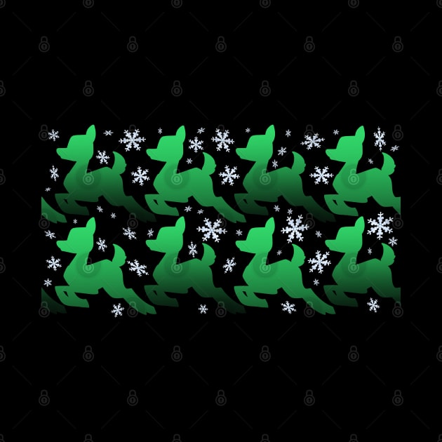 Gift Wrapp'd - Green Deer, Black Background by K-Tee's CreeativeWorks