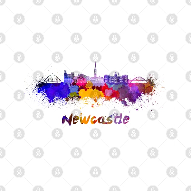 Newcastle skyline in watercolor by PaulrommerArt