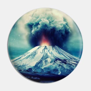 Mount Fuji erupting Pin