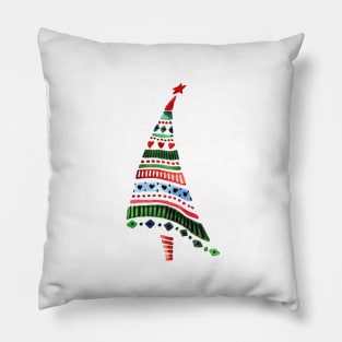 Watercolor decorative christmas tree Pillow