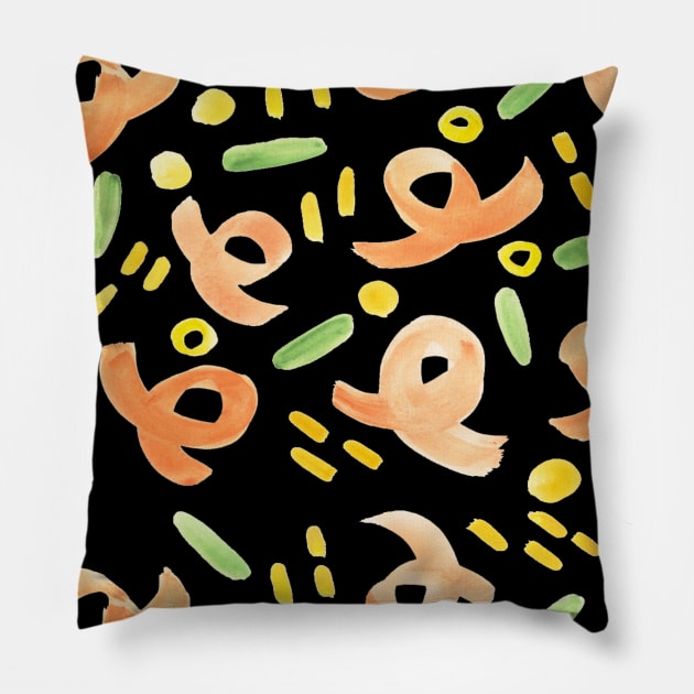 Black and Orange Pattern Pillow by SomebodyArts