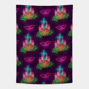 Neon Halloween design Tapestry