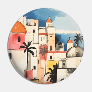 Italian Beach Town Boho Landscape Pin