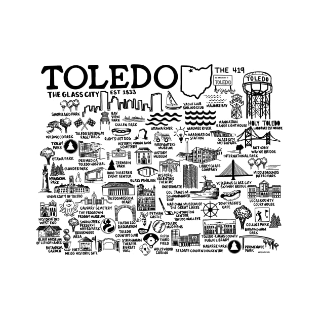 Toledo Ohio Map by fiberandgloss