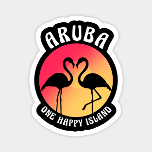 Aruba One Happy Island Aruba Island Flamingo Magnet