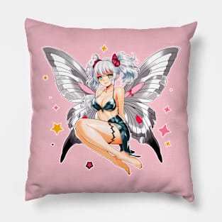 Moth Girl anime, cute giant monster kawaii anime tee Pillow